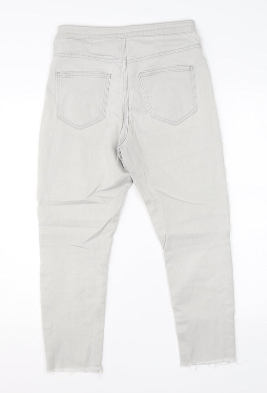 M&S Womens Grey Cotton Skinny Jeans Size 12 L23 in Regular