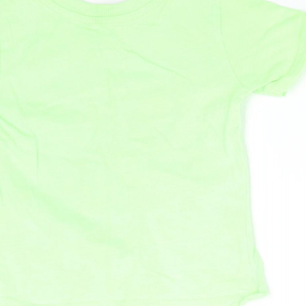 Primark Boys Green Cotton Basic T-Shirt Size 12-18 Months Round Neck