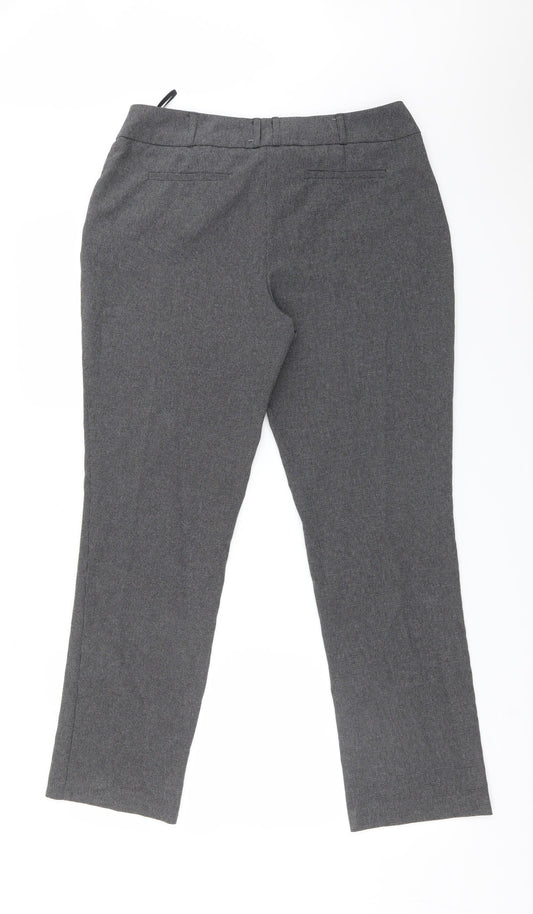 South Womens Grey Geometric Polyester Trousers Size 14 L28 in Regular