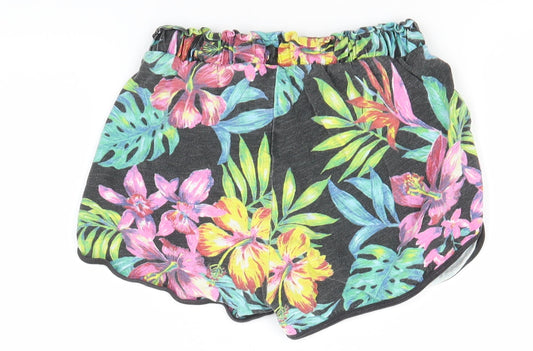 Very Girls Black Floral Cotton Hot Pants Shorts Size 10 Years Regular