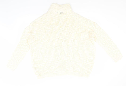 New Look Womens Ivory High Neck Acrylic Pullover Jumper Size M