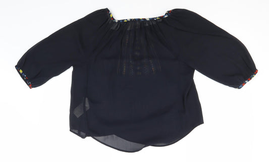 Hollister Womens Blue Polyester Basic Blouse Size S Square Neck
