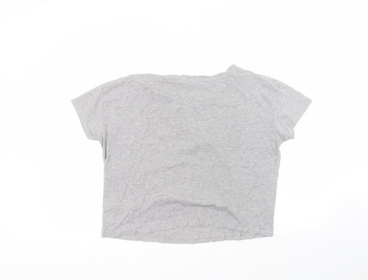 New Look Womens Grey Cotton Basic T-Shirt Size M Round Neck