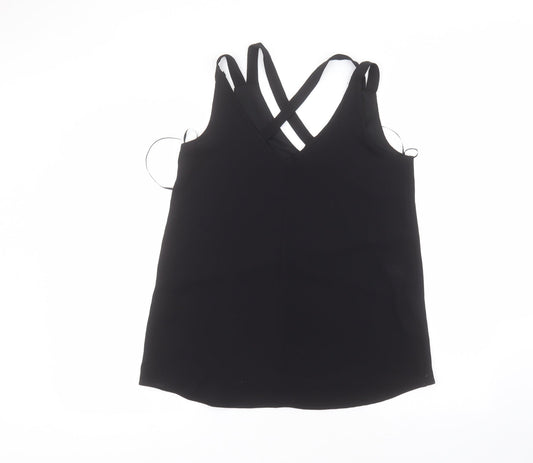 Select Womens Black Polyester Basic Blouse Size 12 V-Neck