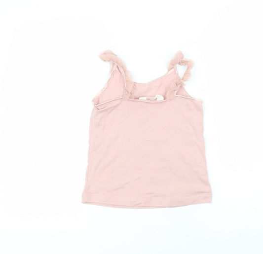 H&M Girls Pink Cotton Basic T-Shirt Size 6-7 Years Round Neck