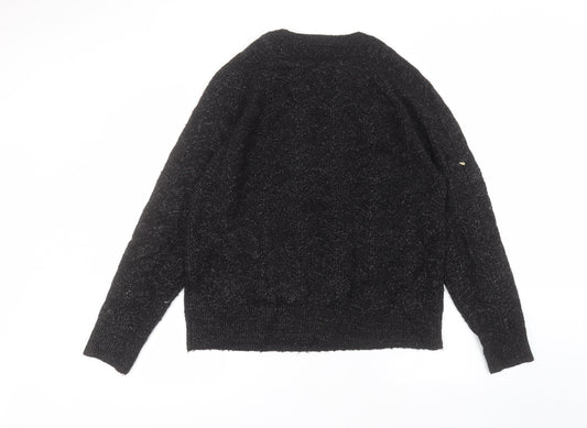 Matalan Womens Black Round Neck Acrylic Pullover Jumper Size L