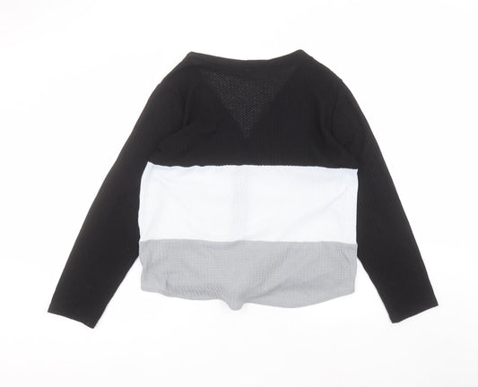 Preworn Womens Black Round Neck Polyester Pullover Jumper Size XL