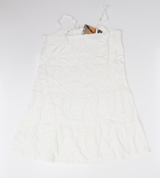 Esmee Womens White Viscose A-Line Size 8 Round Neck