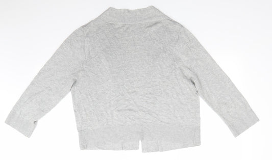 Wallis Womens Grey V-Neck Viscose Cardigan Jumper Size L - Light Grey