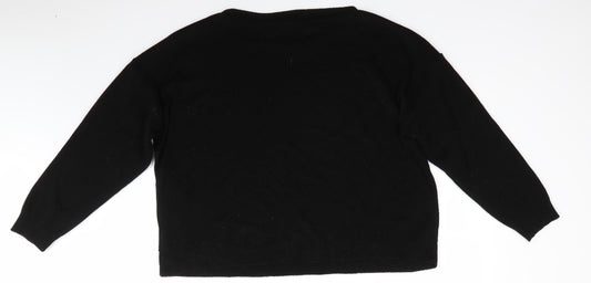 Boohoo Womens Black Round Neck Acrylic Pullover Jumper Size XL