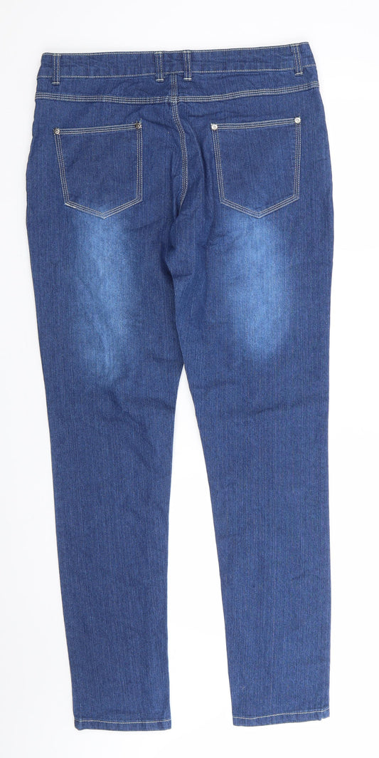 Secret Ruby Womens Blue Cotton Straight Jeans Size 10 L32 in Regular - Mid Blue