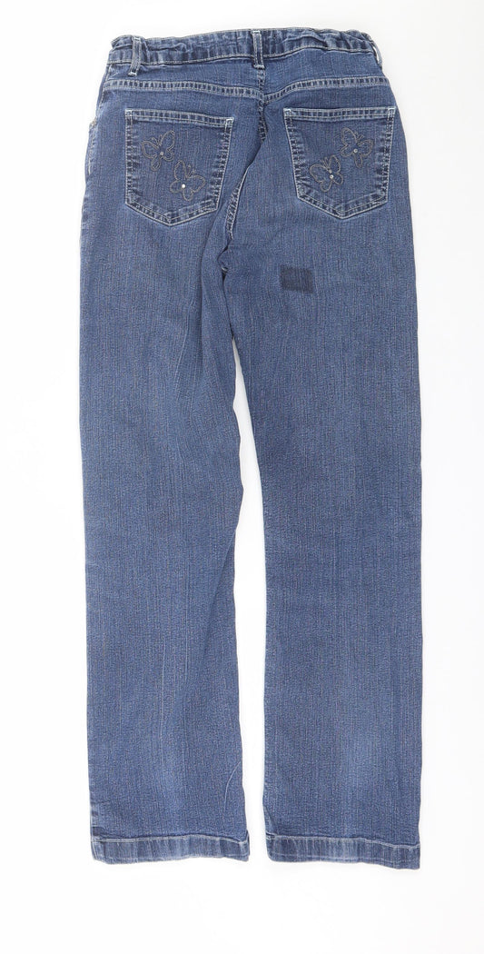Afibel Womens Blue Cotton Straight Jeans Size 12 L28 in Regular