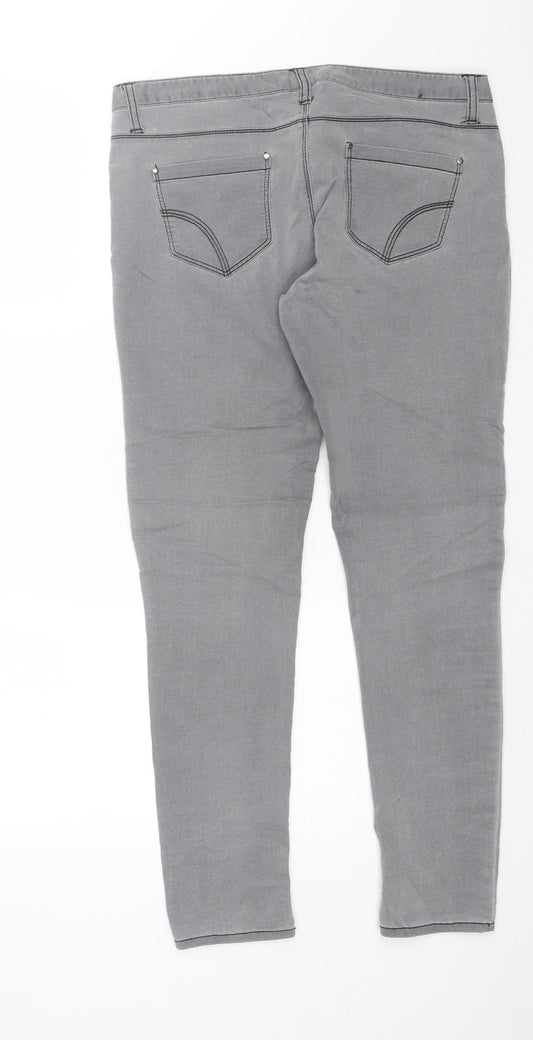Denim CO. Womens Grey Cotton Skinny Jeans Size 14 L28 in Regular