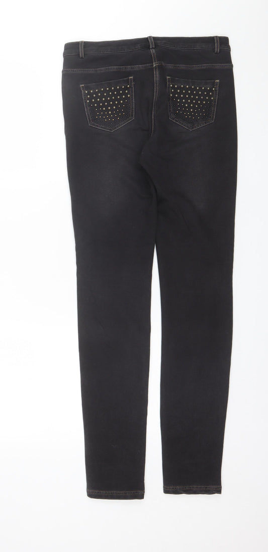 Cristina Womens Black Cotton Blend Skinny Jeans Size 10 L30 in Regular