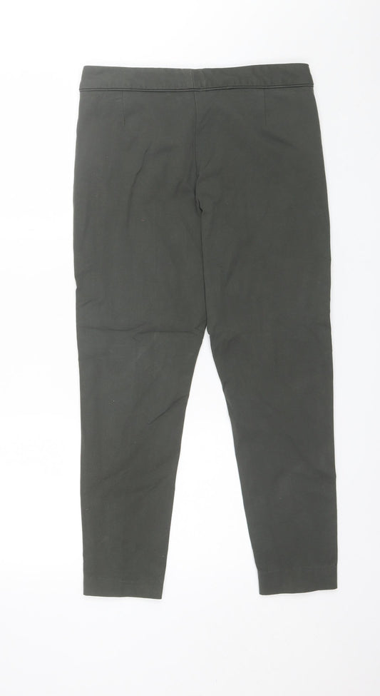 Marks and Spencer Womens Green Cotton Blend Trousers Size 30 in L25 in Regular