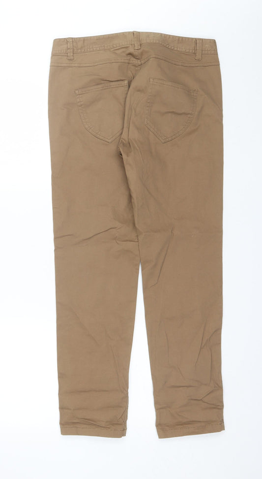 Internationale Womens Brown Cotton Trousers Size 12 L27 in Regular