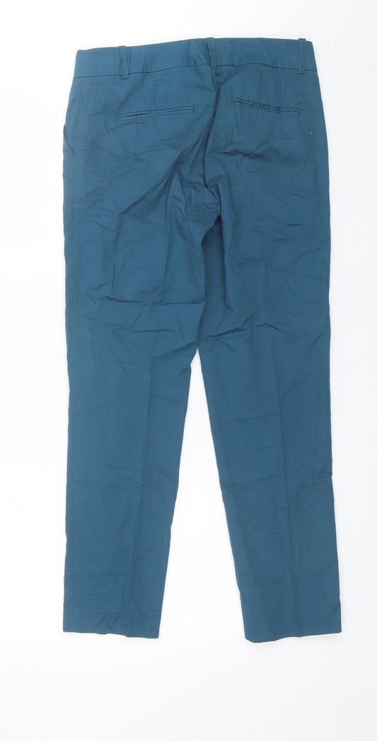 Warehouse Womens Blue Cotton Blend Chino Trousers Size 8 L26 in Regular