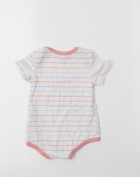Reebok Baby White Striped Cotton Romper One-Piece Size 6-9 Months