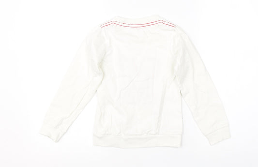 Preworn Boys White Round Neck Cotton Pullover Jumper Size S