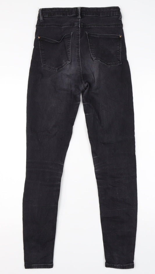 Crop Womens Black Cotton Skinny Jeans Size 10 L26 in Regular