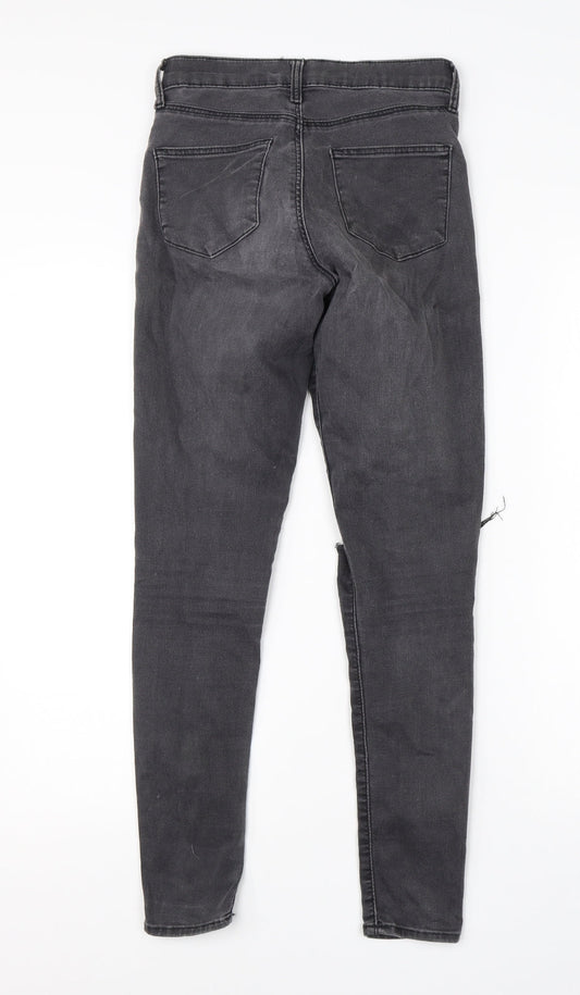 Topshop Womens Grey Cotton Skinny Jeans Size 25 in L25 in Regular
