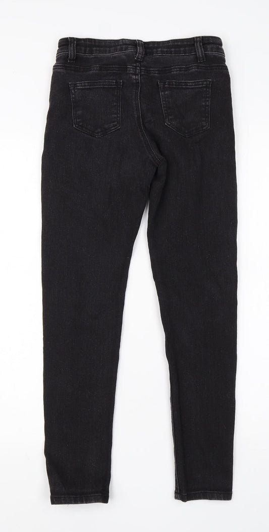 Preworn Girls Black Cotton Skinny Jeans Size 11-12 Years Regular