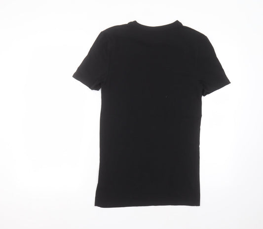 Boohoo Womens Black Cotton Basic T-Shirt Size XS Round Neck