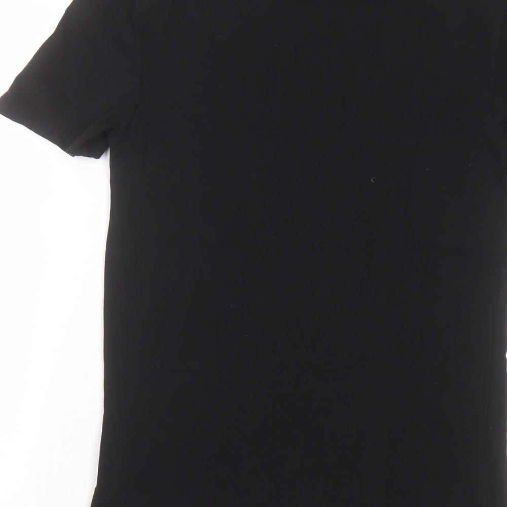 Boohoo Womens Black Cotton Basic T-Shirt Size XS Round Neck