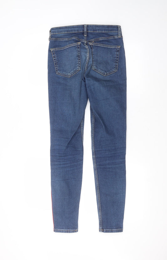 Topshop Mens Blue Cotton Skinny Jeans Size 28 in L34 in Regular
