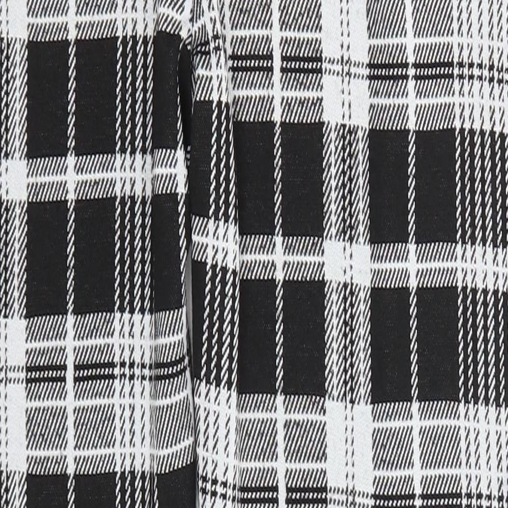 Quiz Womens Black Check Polyester Trousers Size 8 L26 in Regular