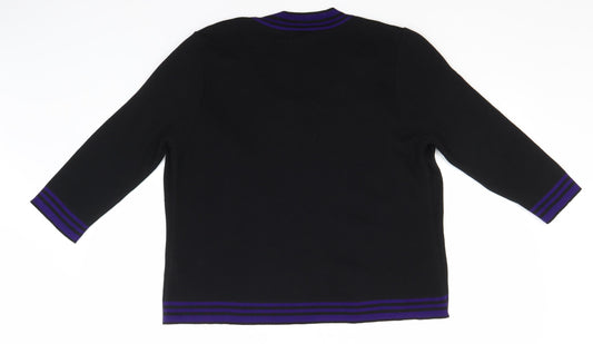 Per Una Womens Black Round Neck Acrylic Pullover Jumper Size 16