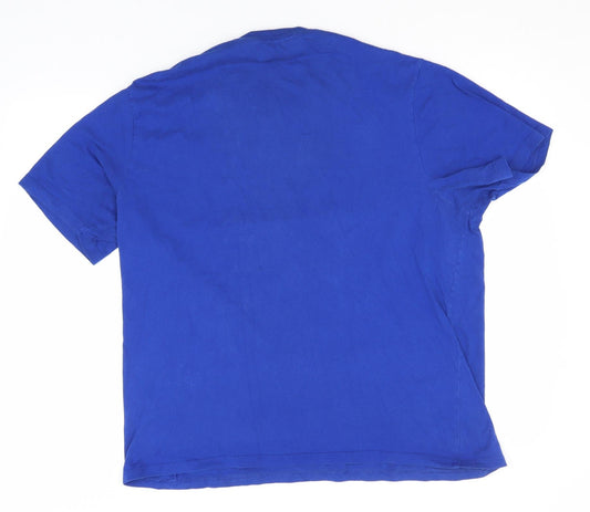 Marks and Spencer Womens Blue Cotton Basic T-Shirt Size L Round Neck