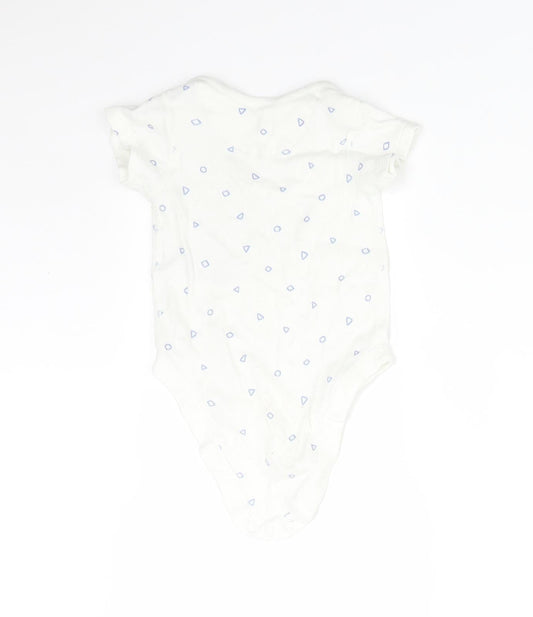 M&S Boys White Geometric Cotton Babygrow One-Piece Size 3-6 Months