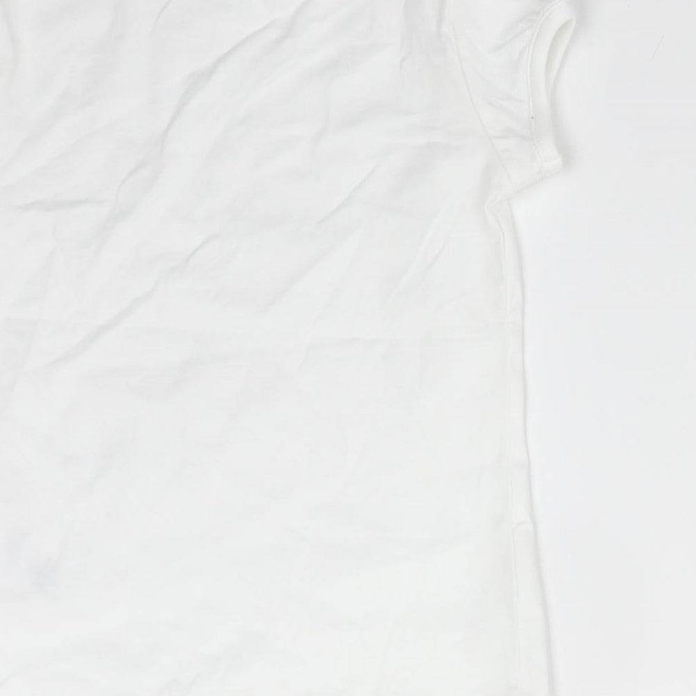 George Girls White Cotton Basic T-Shirt Size 4-5 Years Round Neck