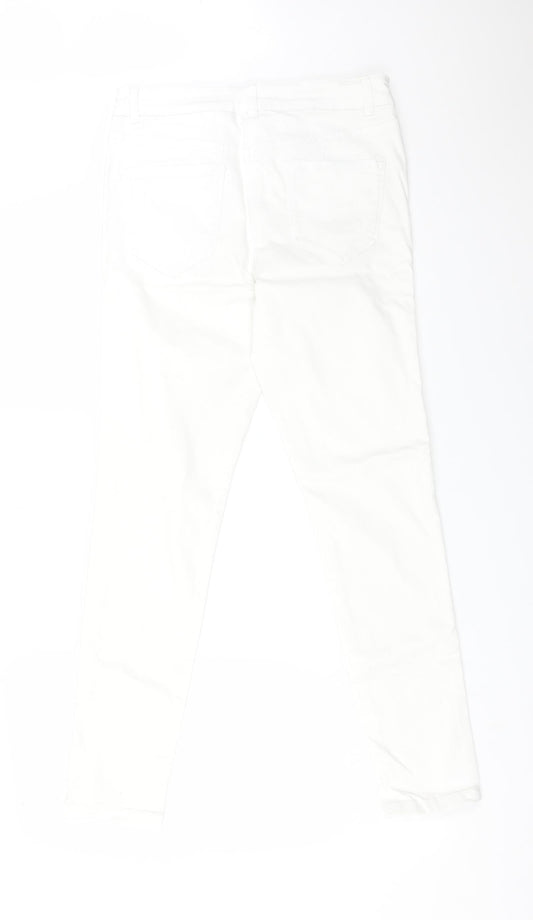 NEXT Womens White Cotton Skinny Jeans Size 10 L29 in Regular