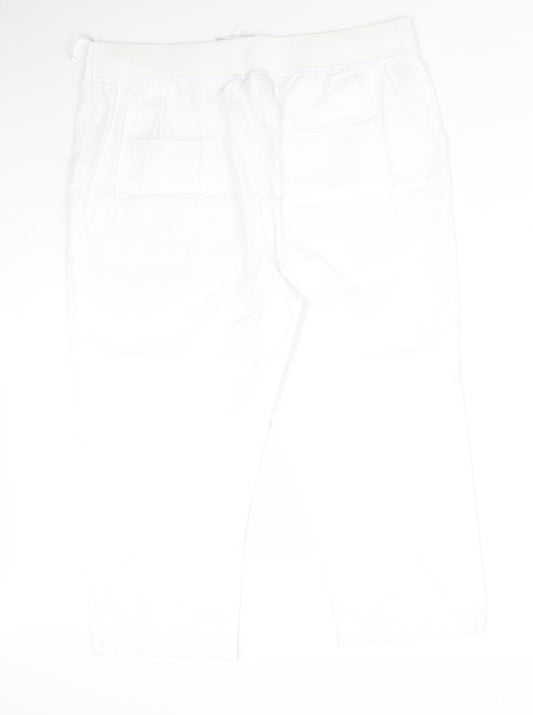 ISLE Womens White Cotton Trousers Size 16 L21 in Regular