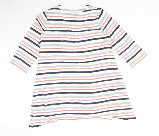 Capri Womens Multicoloured Striped Basic T-Shirt Size M Scoop Neck