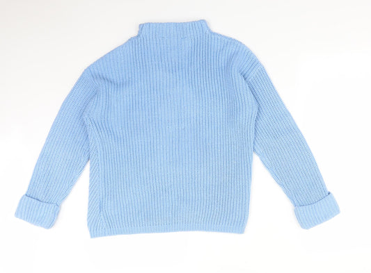 Dorothy Perkins Womens Blue Mock Neck Acrylic Pullover Jumper Size 8