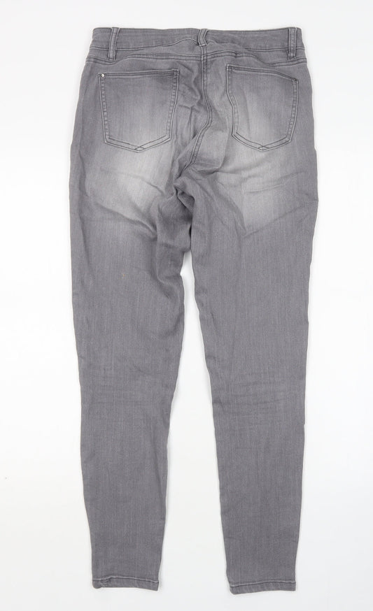 TU Womens Grey Cotton Skinny Jeans Size 10 L29 in Regular