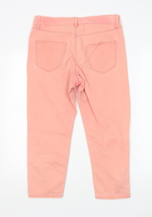 M7s Womens Pink Cotton Cropped Jeans Size 12 L23 in Regular
