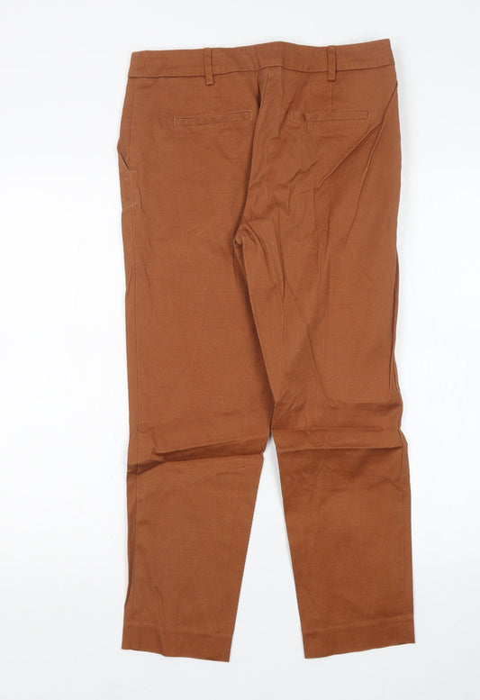 NEXT Womens Brown Cotton Trousers Size 8 L25 in Regular