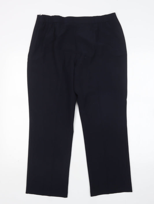M&S Womens Blue Polyester Trousers Size 14 L27 in Regular