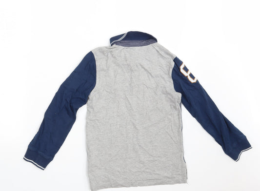 Matalan Boys Grey Cotton Pullover Polo Size 8-9 Years Collared Button
