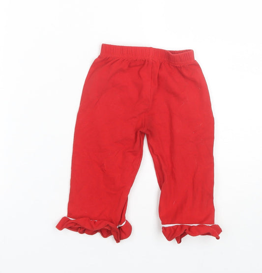 Preworn Girls Red Cotton Blend Bloomer Trousers Size 2 Years Regular