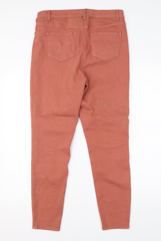 Papaya Womens Pink Cotton Skinny Jeans Size 12 L26 in Regular