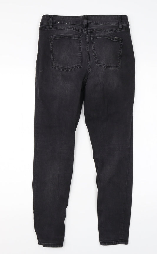 Preworn Womens Black Cotton Skinny Jeans Size 6 L26 in Regular