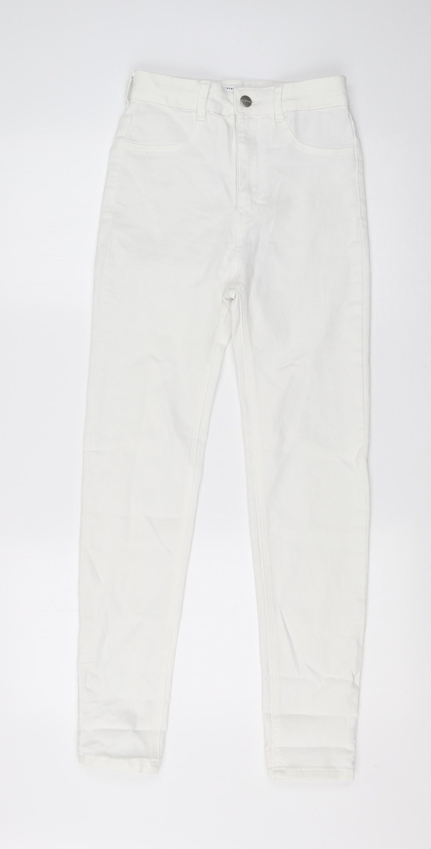 Pull & Bear Womens White Cotton Skinny Jeans Size 10 L26 in Regular