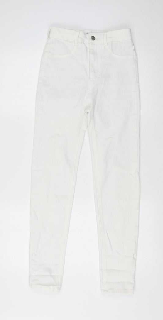 Pull & Bear Womens White  Cotton Skinny Jeans Size 10 L26 in Regular