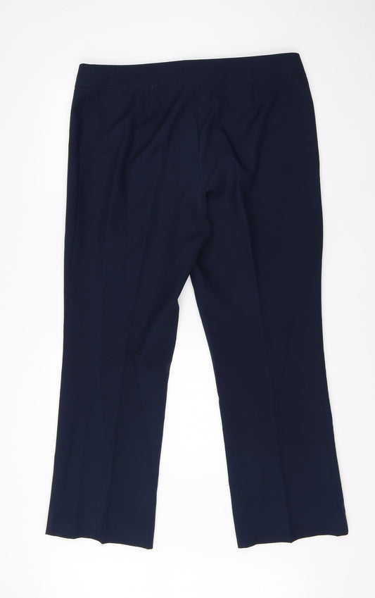 Papaya Womens Blue Viscose Dress Pants Trousers Size 16 L28 in Regular