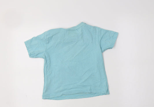Blue Zoo Boys Blue Cotton Basic T-Shirt Size 4-5 Years Crew Neck - Lizard